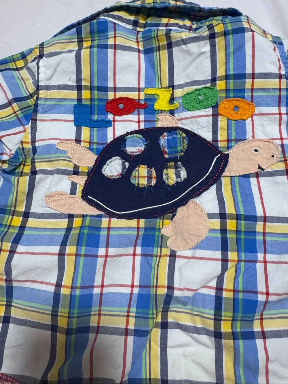 Vintage Boys Button Up 18 To 24 Months Lazoo Plaid Shirt Turtle Graphic Retro